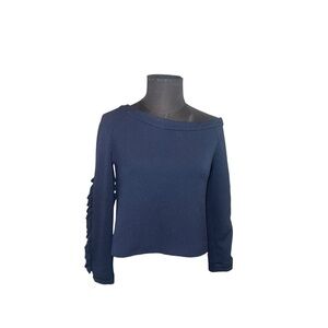 🖤 UNBRANDED Off-Shoulder Ribbed Knit Top with Ruched Sleeves